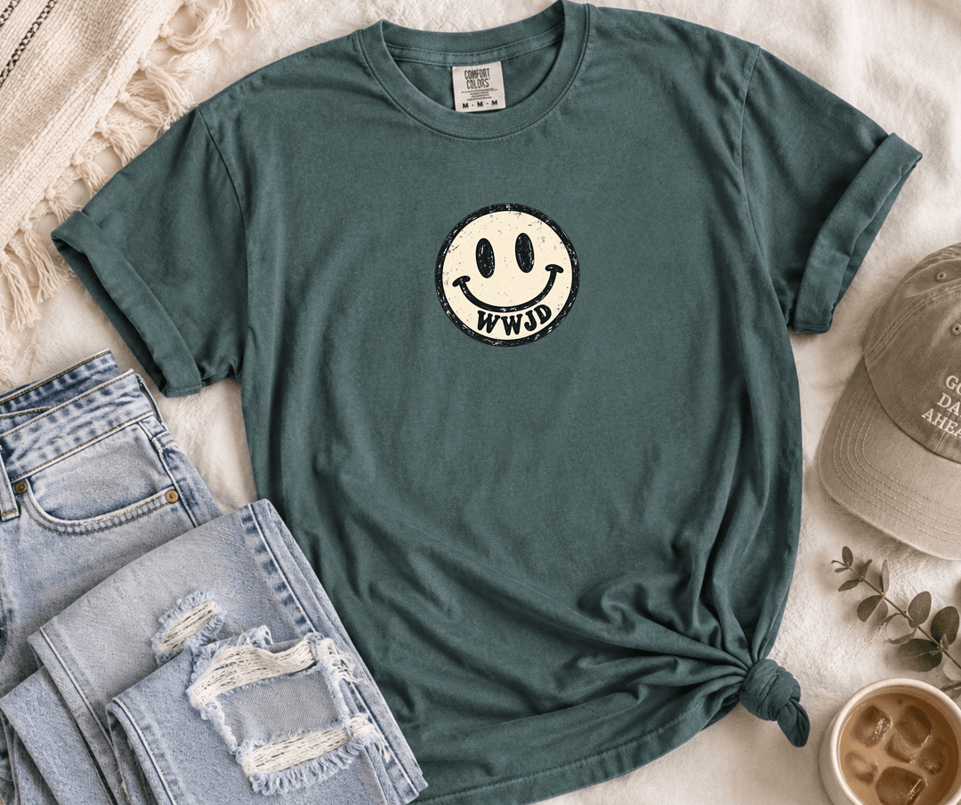 DEAL OF THE DAY - WWJD Smiley Face Blue Spruce Tee (FINAL SALE) - Tees - The Red Rival