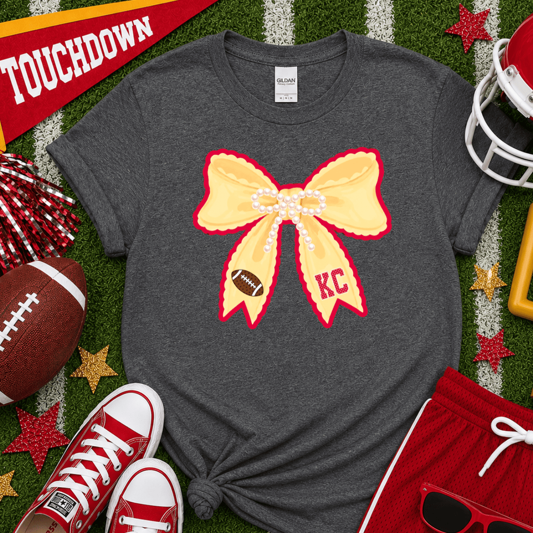 DEAL OF THE DAY - Yellow KC Bow Dark Heather Grey Tee or Sweatshirt (FINAL SALE) - Wholesale - The Red Rival