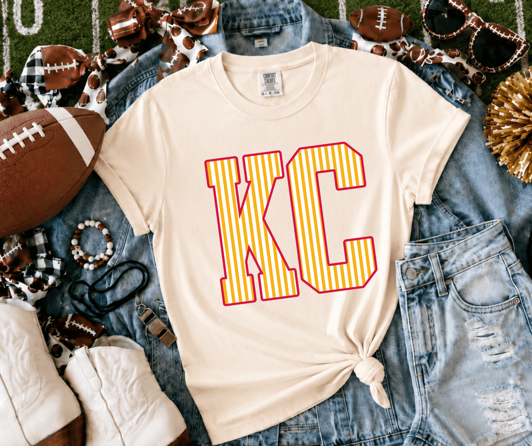 DEAL OF THE DAY - Yellow/Red KC Stripes IvoryTee (FINAL SALE) - Tees - The Red Rival