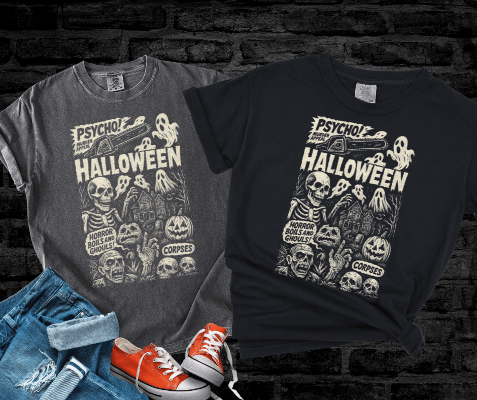 Distressed Halloween Collage (Pick Your Tee Color) - Graphic Tee - The Red Rival