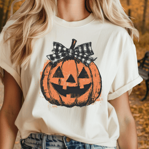 Distressed Jack - o - Lantern w/ Bow Sweatshirt or Tee - Tees - The Red Rival