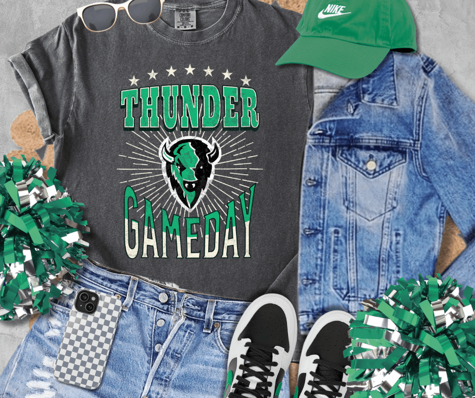 Distressed Thunder Gameday Charcoal Tee - Wholesale - The Red Rival