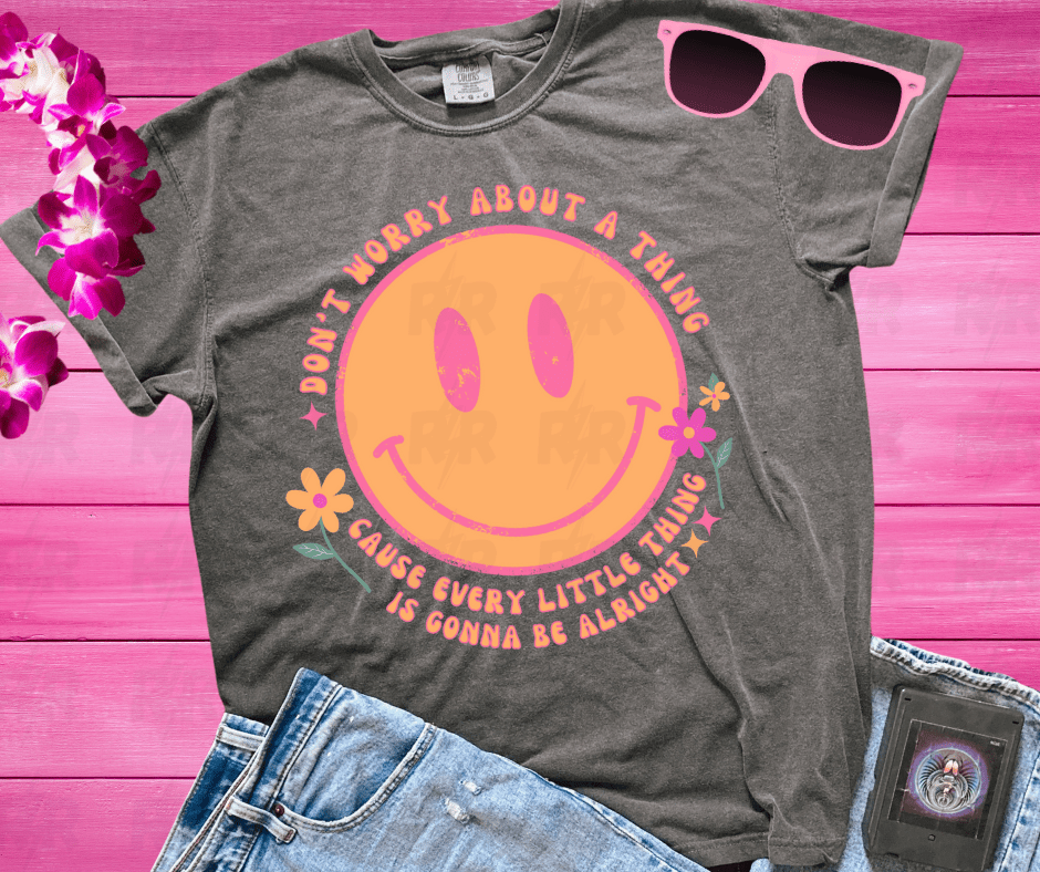 Don't Worry About a Thing Smiley Graphic Tee - Graphic Tee - The Red Rival