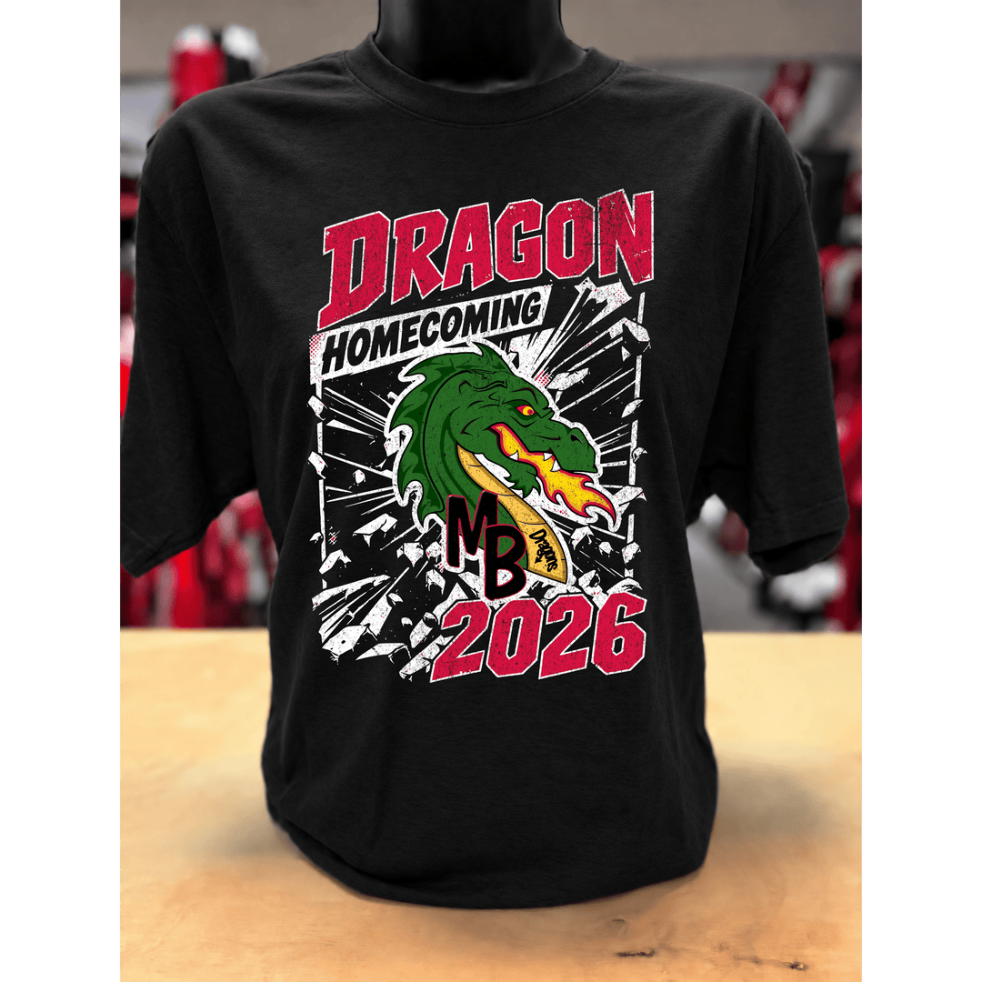 Dragons Homecoming 2026 Black Tee (FINAL SALE) - Tees - The Red Rival