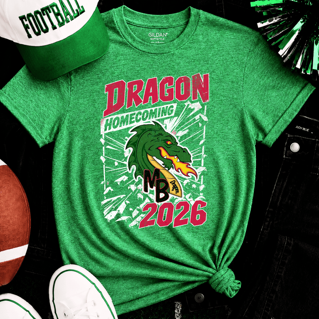 Dragons Homecoming 2026 Heather Green Tee (FINAL SALE) - Tees - The Red Rival