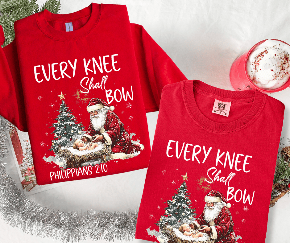 Every Knee Shall Bow Red Tee or Sweatshirt - Graphic Tee - The Red Rival