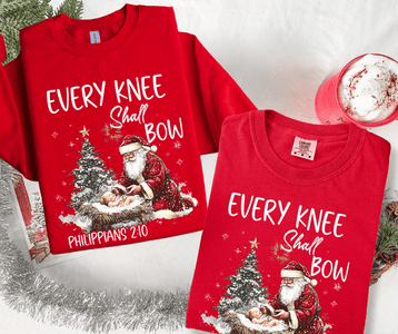 Every Knee Shall Bow Red Tee or Sweatshirt - Graphic Tee - The Red Rival