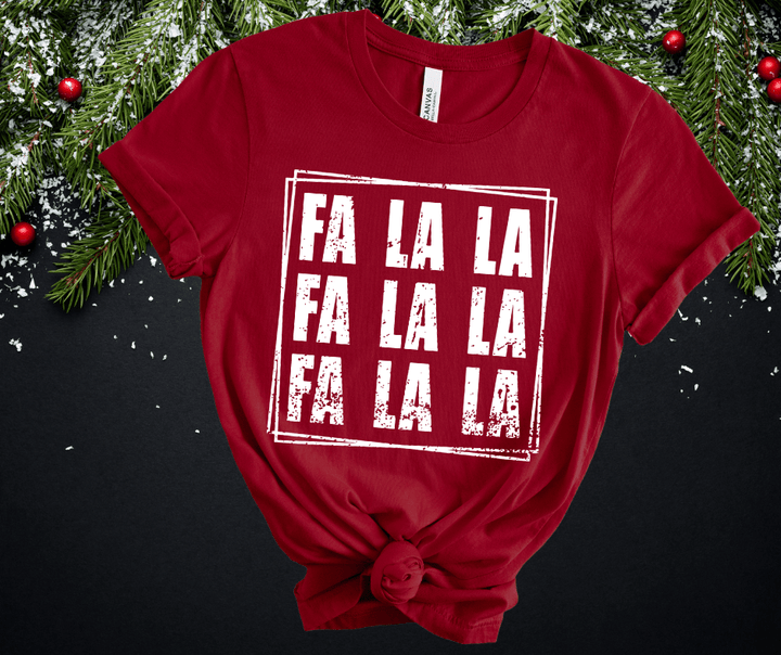 FA LA LA Repeat White Ink (Select your Color & Style) - Graphic Tee - The Red Rival