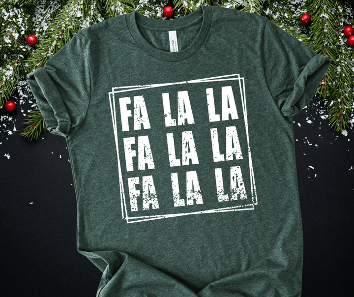 FA LA LA Repeat White Ink (Select your Color & Style) - Graphic Tee - The Red Rival