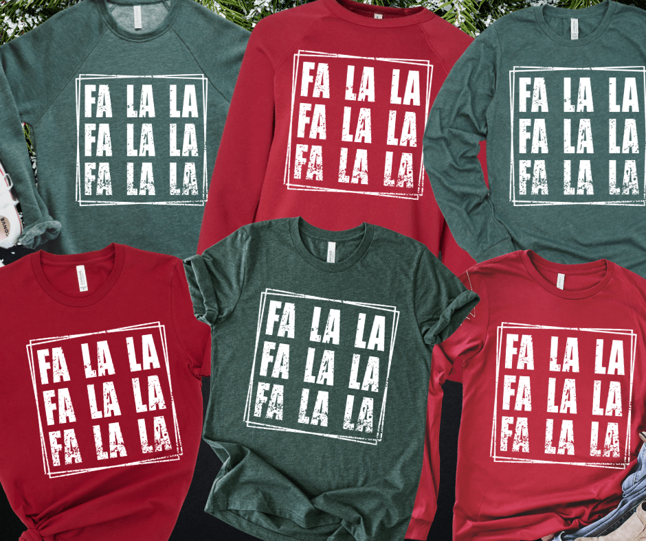 FA LA LA Repeat White Ink (Select your Color & Style) - Graphic Tee - The Red Rival
