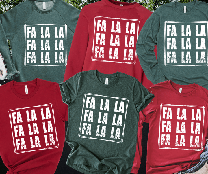FA LA LA Repeat White Ink (Select your Color & Style) - Graphic Tee - The Red Rival