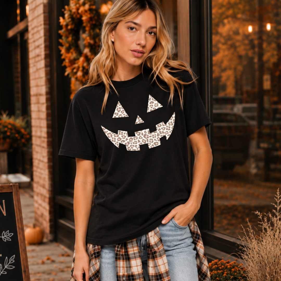 DEAL OF THE DAY - Cheetah Jack-O-Lantern Black Tee (FINAL SALE)