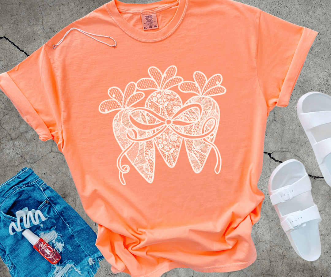 Faux Lace Coquette Carrots Orange Tee - Tees - The Red Rival