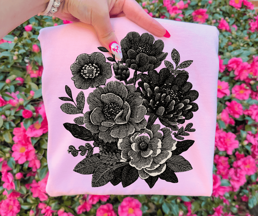 Faux Lace Flower Boquete Pink Tee or Sweatshirt - Tees - The Red Rival