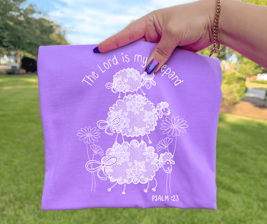 Faux Lace The Lord is my Sheppard Purple Tee - Tees - The Red Rival