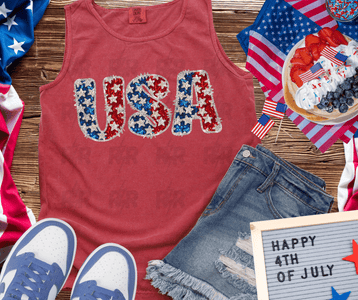 Faux Sequin USA Tank - Graphic Tee - The Red Rival