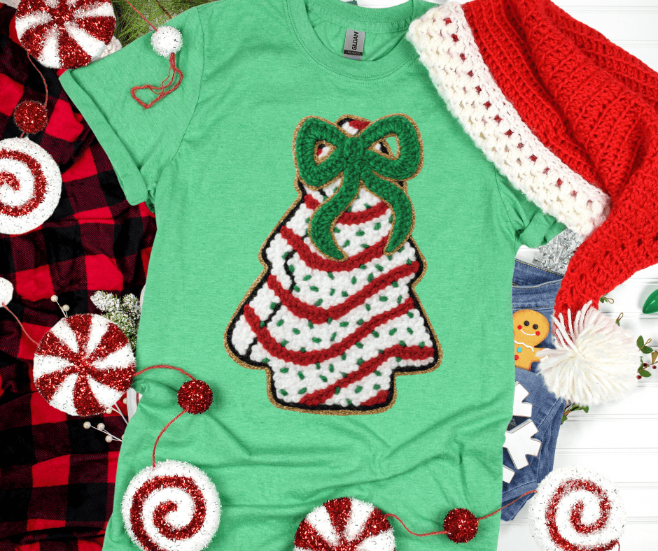 Faux Yarn Bow Christmas Tree Cake Tee - Tees - The Red Rival