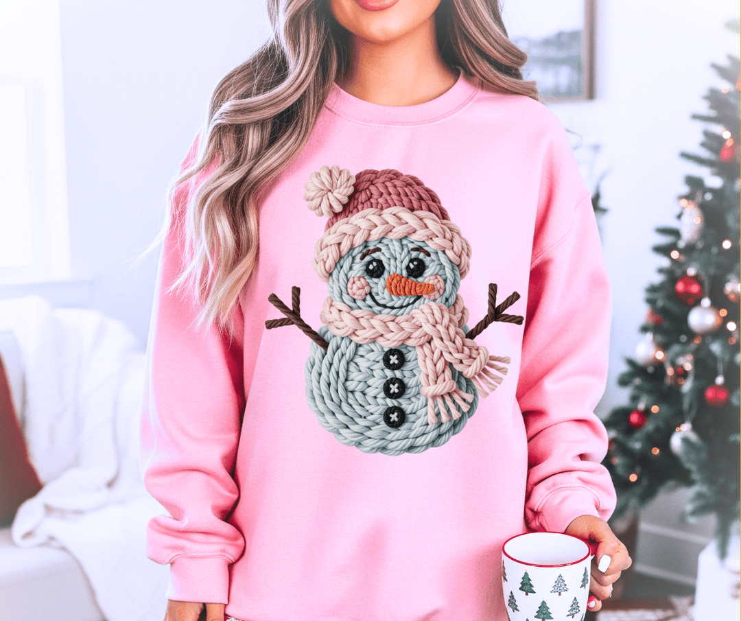 Faux Yarn Colorful Snowman Tee or Sweatshirt - Graphic Tee - The Red Rival