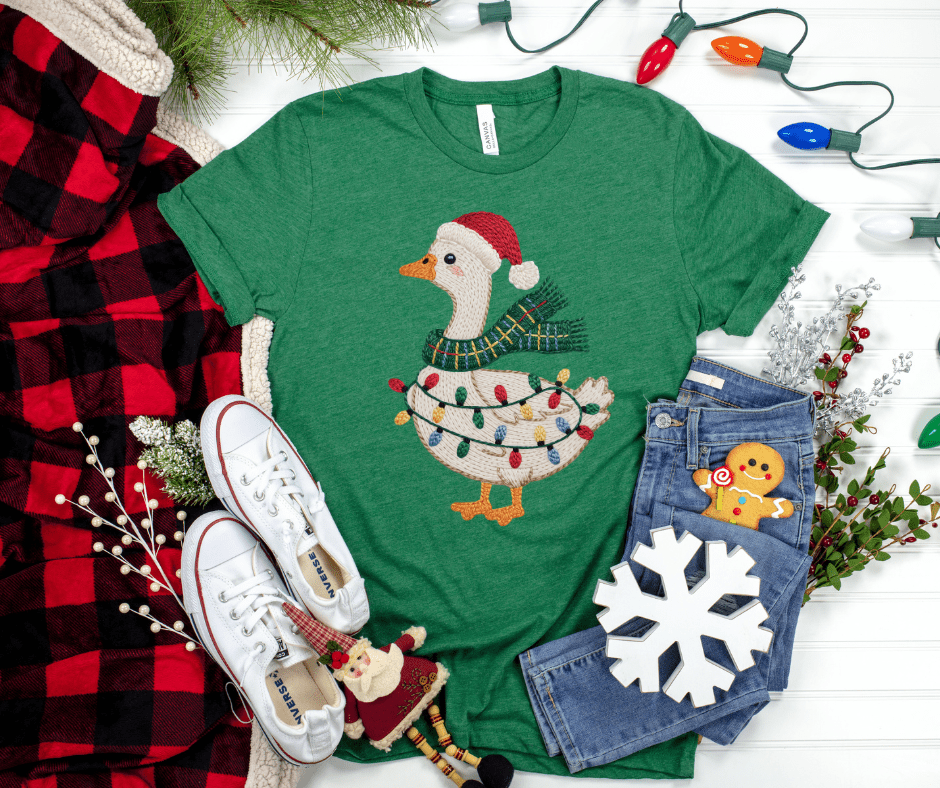 Faux Yarn Goose Christmas Light Tee - Tees - The Red Rival