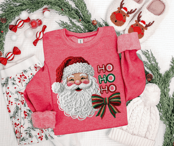 Faux Yarn Ho Ho Ho Santa Tee or Sweatshirt (Pick Your Color) - Tees - The Red Rival