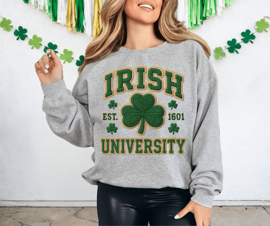 Faux Yarn Irish University Sports Grey Tee or Sweatshirt - Tees - The Red Rival