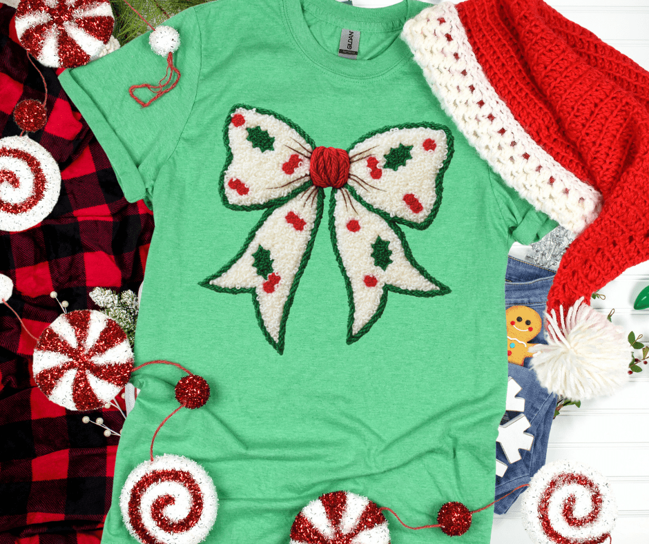 Faux Yarn Mistletoe Bow Tee - Tees - The Red Rival