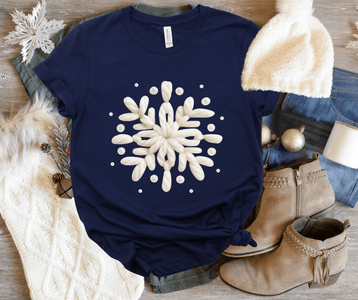 Faux Yarn Snowflake Navy Tee or Sweatshirt - Graphic Tee - The Red Rival