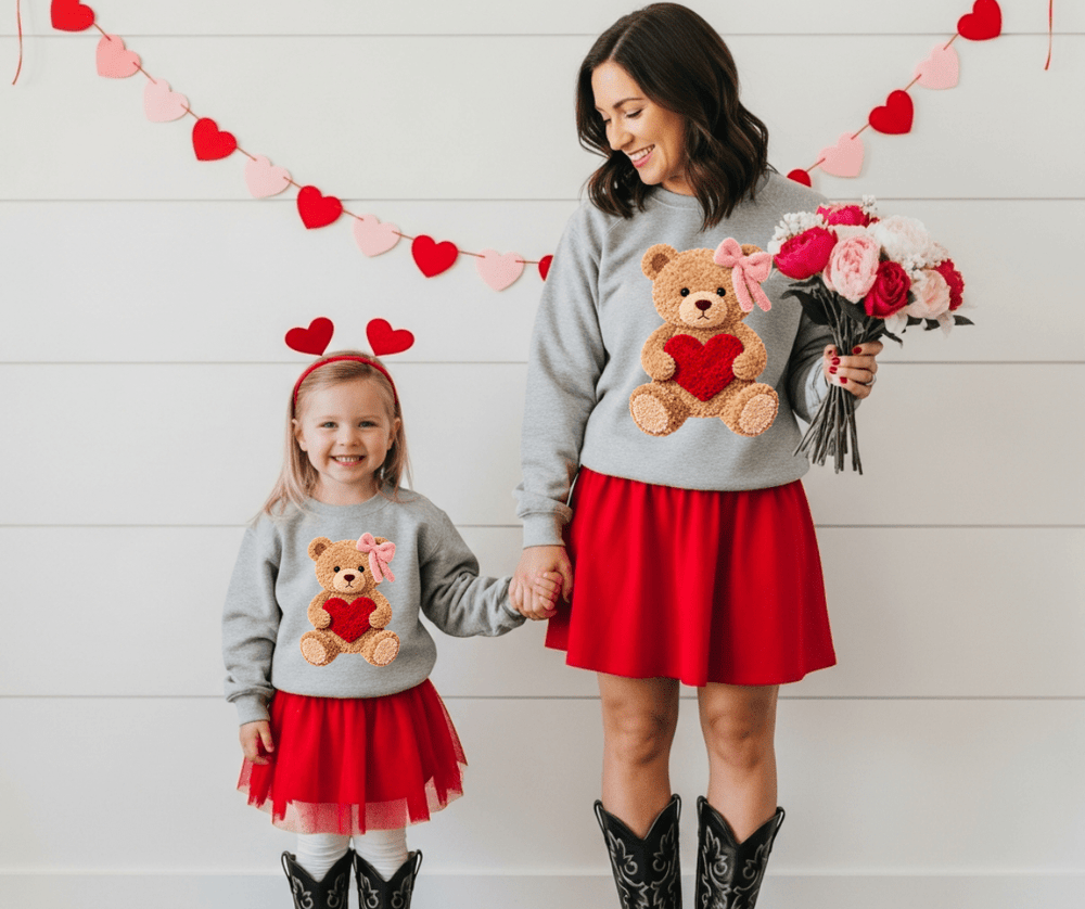 Faux Yarn Teddy Bear Sports Grey Tee or Sweatshirt - Tees - The Red Rival