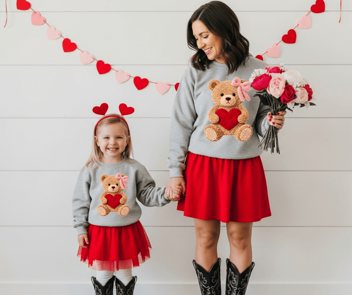 Faux Yarn Teddy Bear Sports Grey Tee or Sweatshirt - Tees - The Red Rival