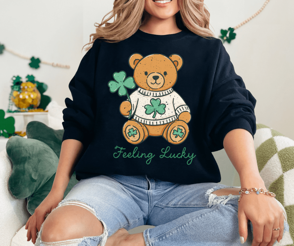 Feeling Lucky Black Tee or Sweatshirt - Tees - The Red Rival