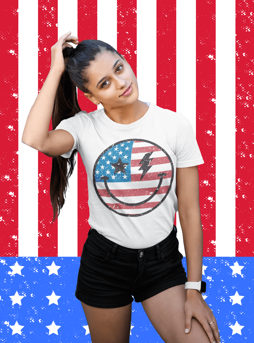 Flag Smile Face Tee - Tees & Sweatshirts - The Red Rival