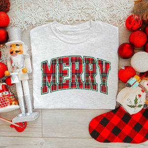 FLASH SALE PRICE - Plaid MERRY ASH Sweatshirt or Tshirt (FINAL SALE) - Wholesale - The Red Rival