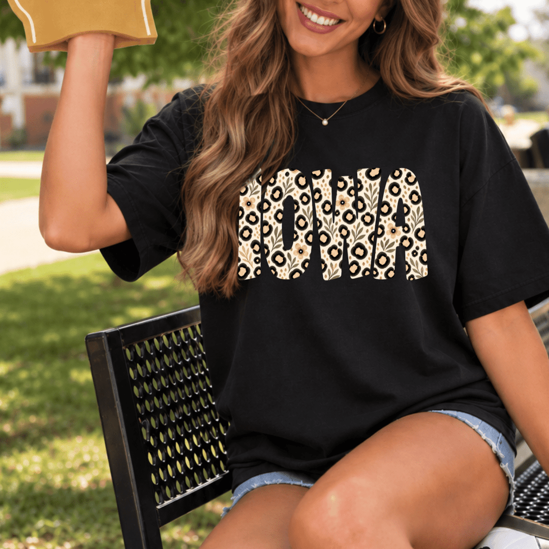 Floral Cheetah I-A Letters Black Tee or Sweatshirt - Graphic Tee - The Red Rival