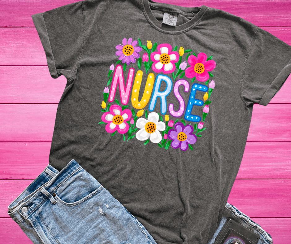 Floral Nurse - Graphic Tee - The Red Rival