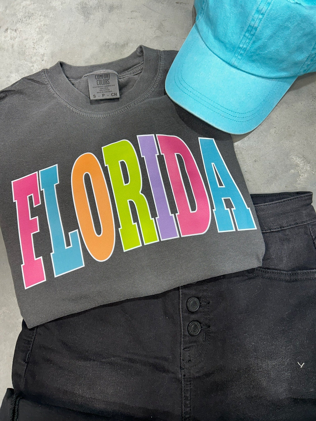 FLORIDA - Multi - Color Varsity Letters (Pick your tee color) - Graphic Tee - The Red Rival