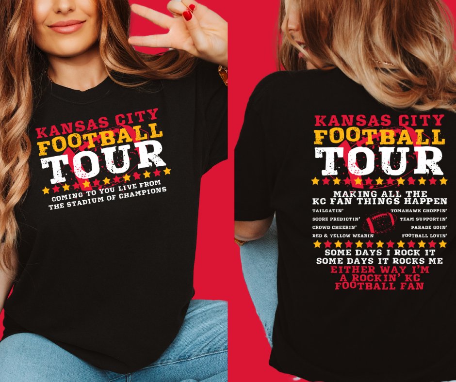 FRONT + BACK Kansas City Football Tour Black Tee - Tees - The Red Rival