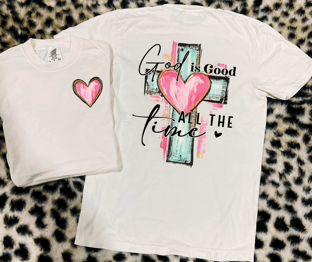 Front/Back God is Good All the Time Heart Natural Tee - Tees - The Red Rival