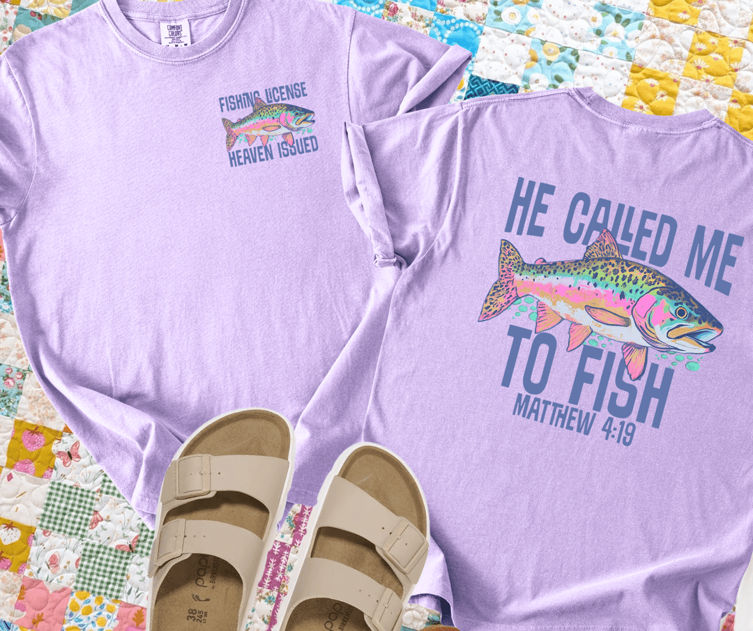 Front/Back He Called Me to Fish Orchid Tee - Graphic Tee - The Red Rival