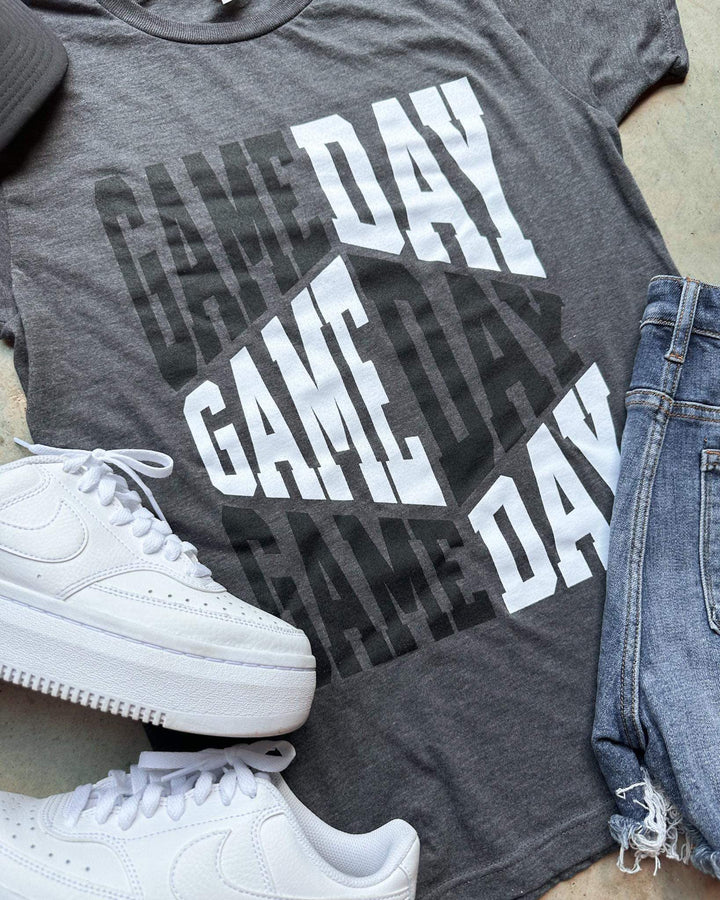 Game Day Repeat Charcoal Tee - Tees - The Red Rival