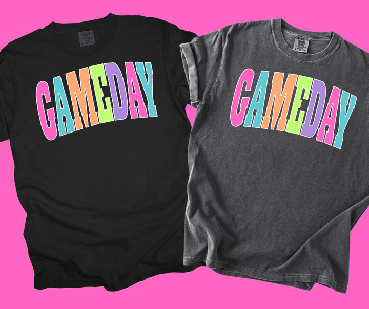 GAMEDAY - Multi - Color Varsity Letters (Pick your tee color) - Graphic Tee - The Red Rival