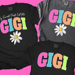 GIGI - Multi - Color Varsity Letters (Pick your design & tee color) - Graphic Tee - The Red Rival