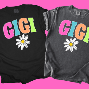 GIGI - Multi - Color Varsity Letters (Pick your design & tee color) - Graphic Tee - The Red Rival