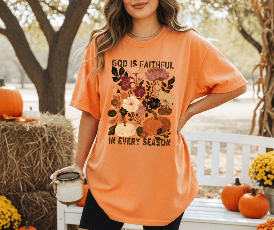 God Is Faithful In Every Season Orange Tee - Wholesale - The Red Rival