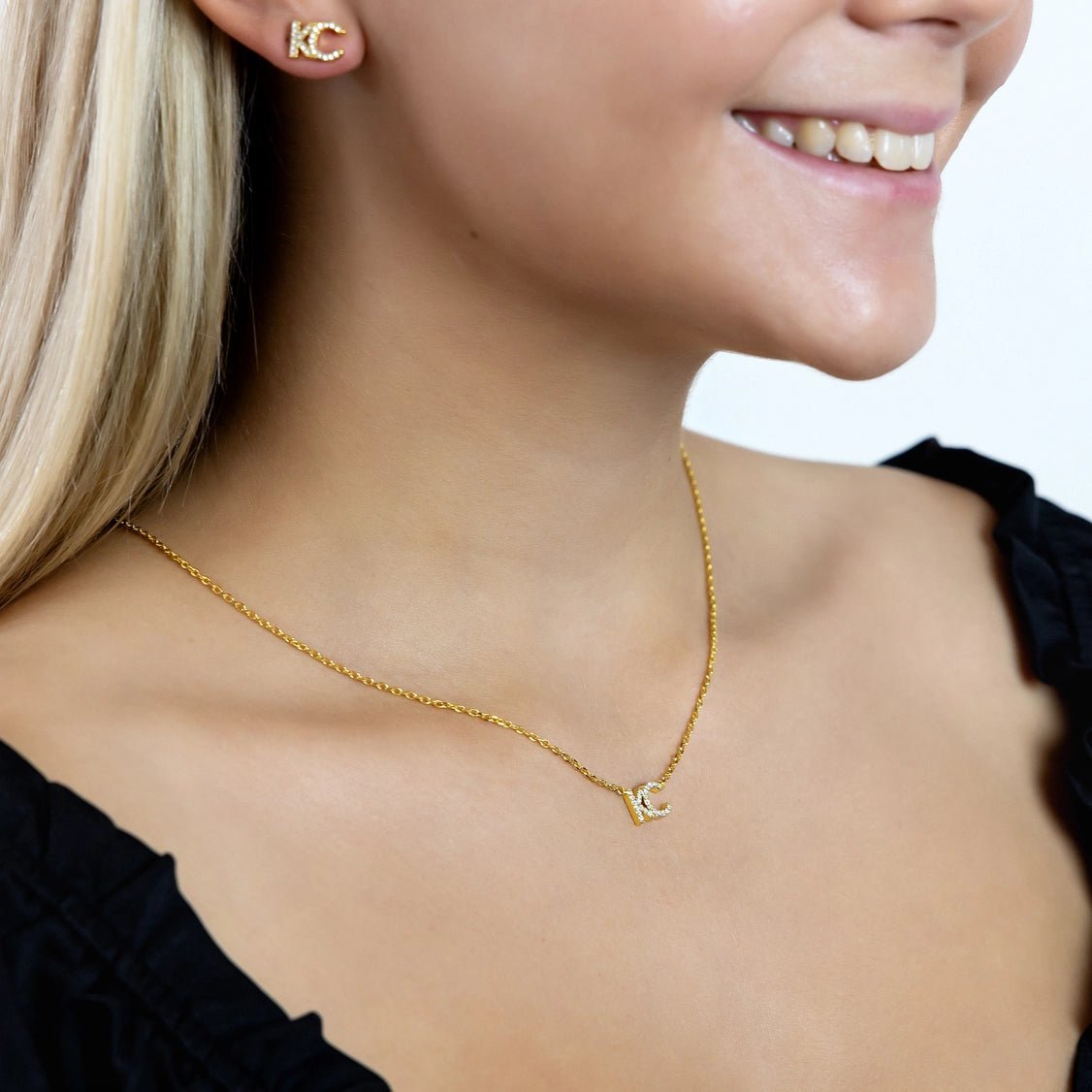 Gold KC Rhinestone Necklace - Apparel & Accessories - The Red Rival