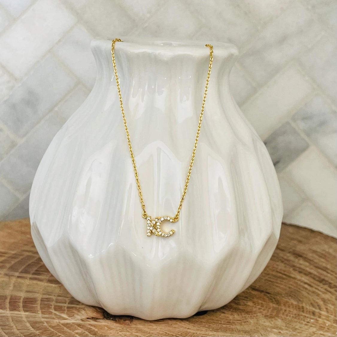 Gold KC Rhinestone Necklace - Apparel & Accessories - The Red Rival