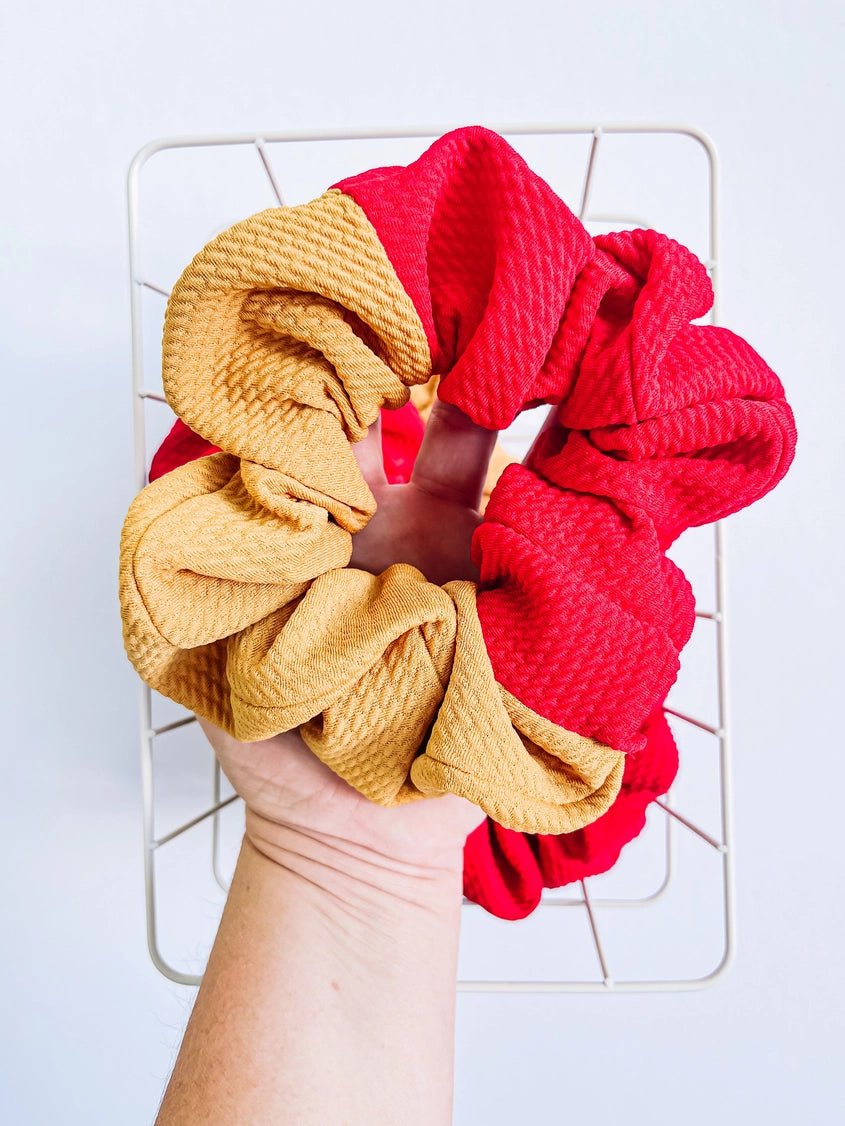Gold & Red Colorblock Oversized Scrunchy - Apparel & Accessories - The Red Rival