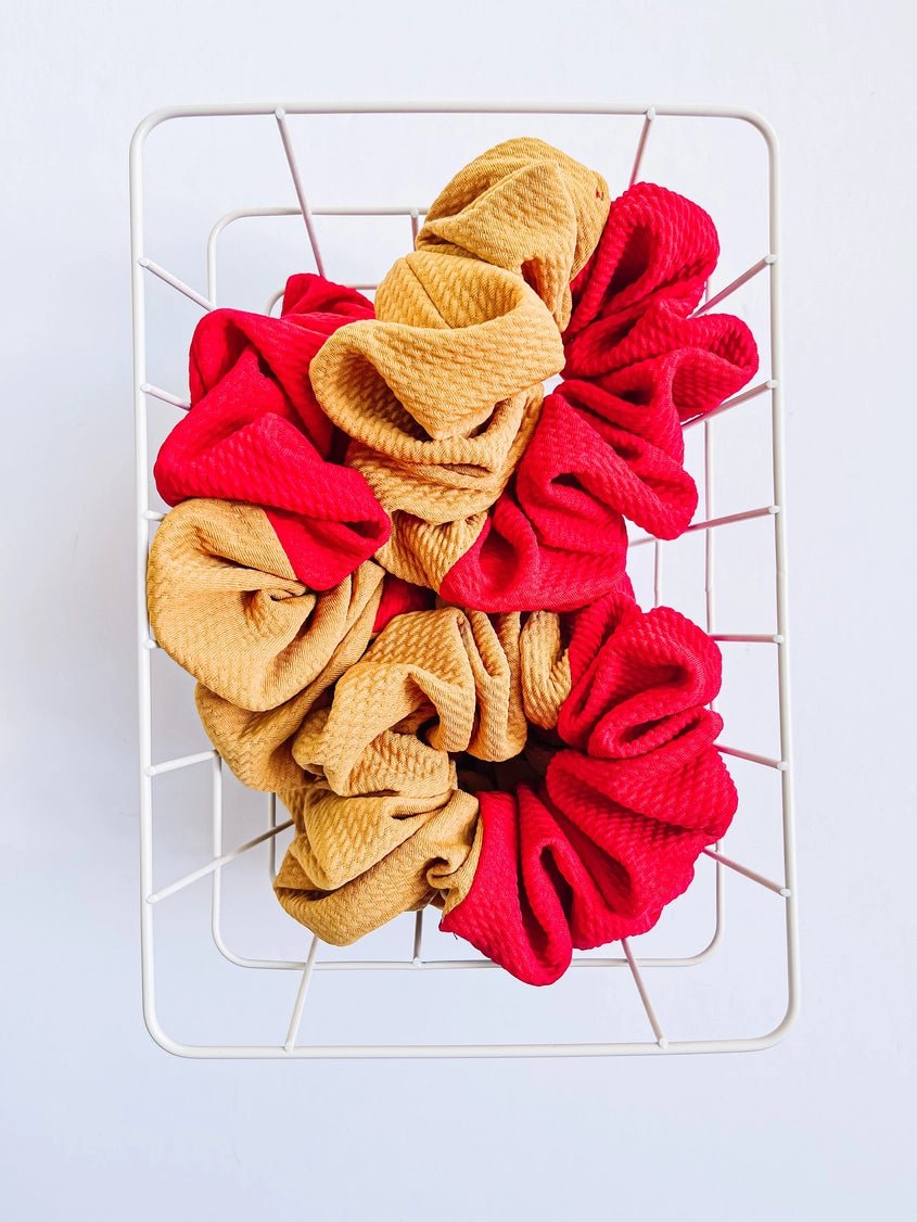 Gold & Red Colorblock Oversized Scrunchy - Apparel & Accessories - The Red Rival