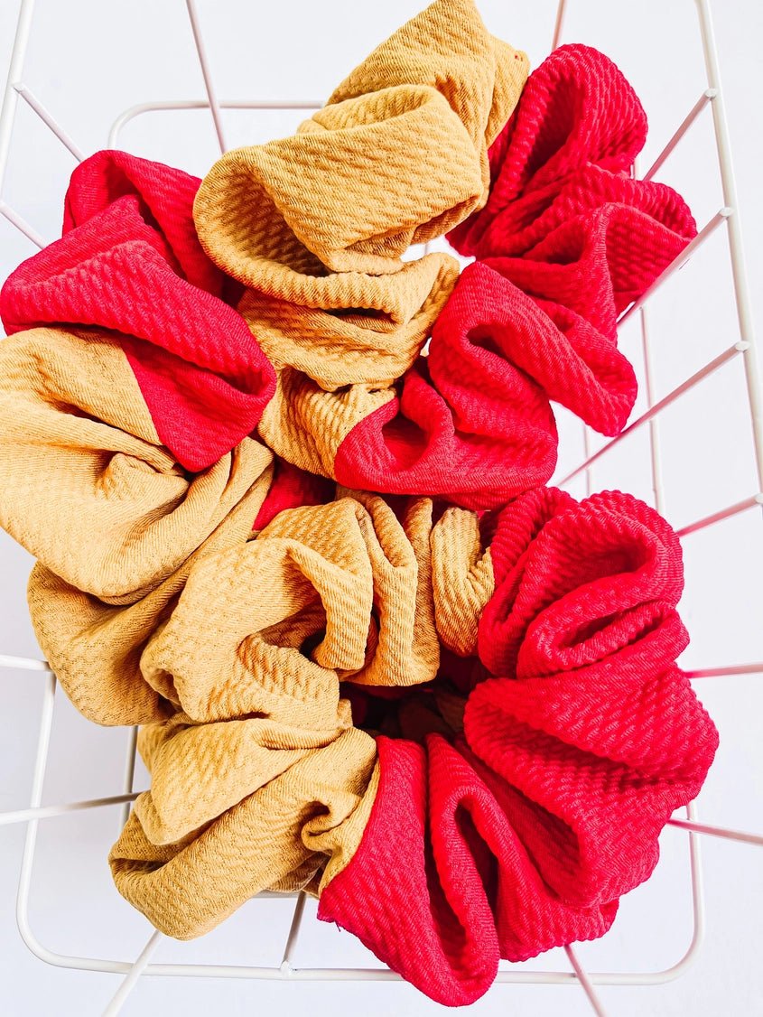 Gold & Red Colorblock Oversized Scrunchy - Apparel & Accessories - The Red Rival