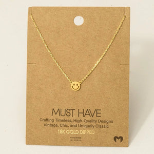 Gold Smiley Face Pendant Necklace - Apparel & Accessories - The Red Rival