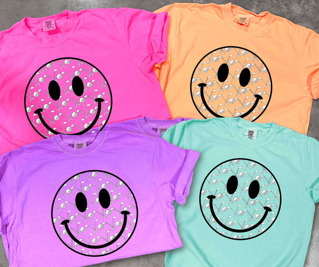 Golf Smile Face (Pick your tee color) - Graphic Tee - The Red Rival